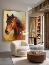 Abstract Brown Horse Painting Original Art For Living Room Decor