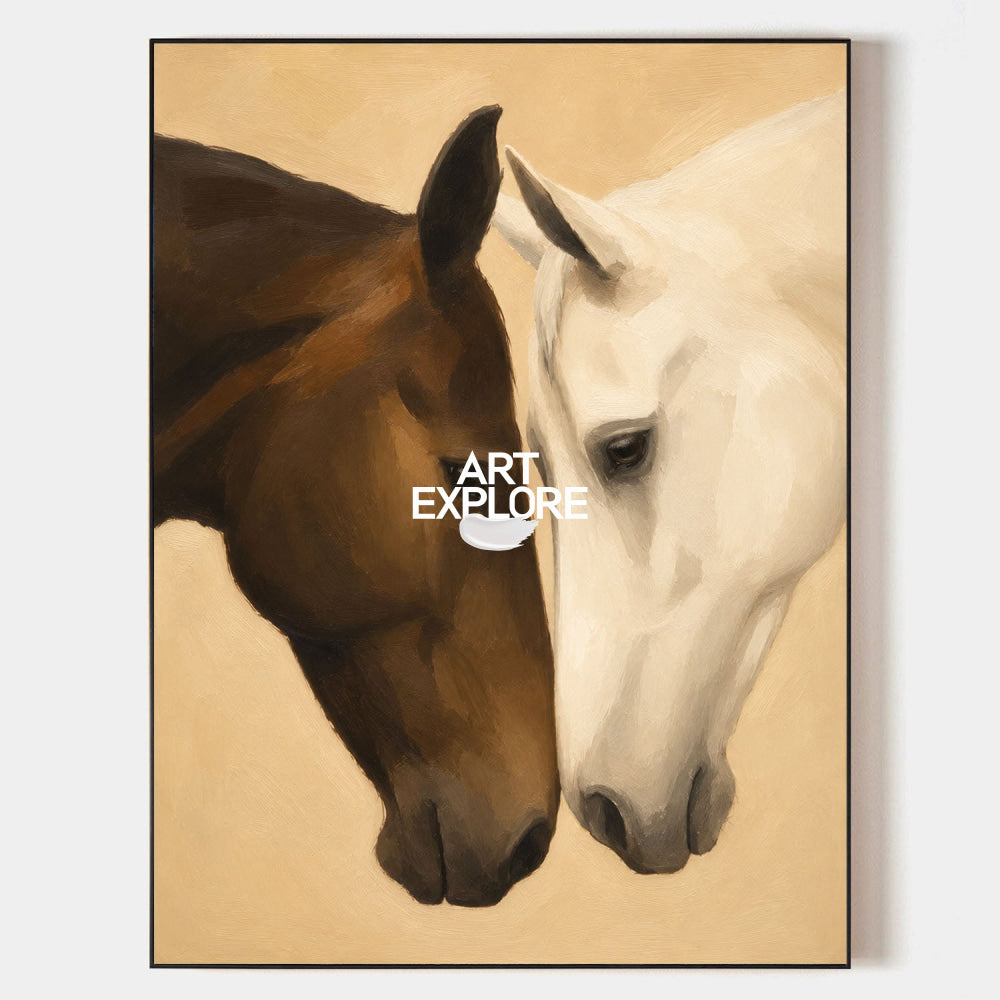 Modern Horse Painting With Textured Finish For Living Room And Office Decor