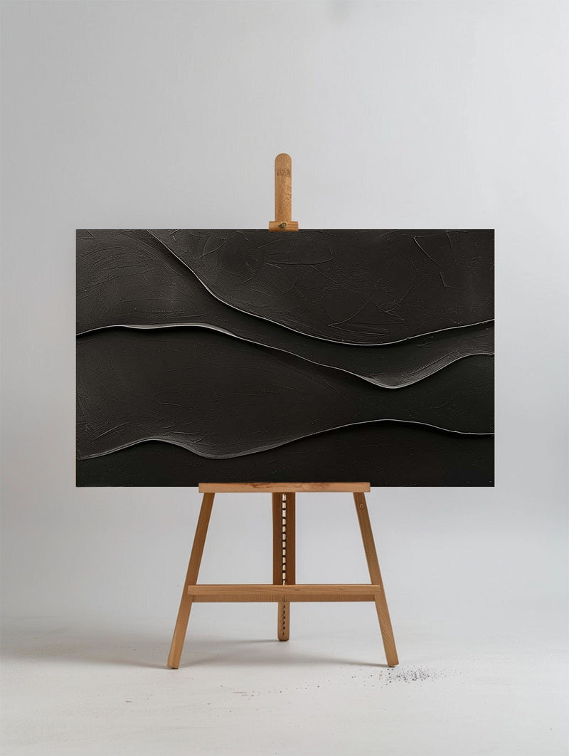 Black 3D Texture Painting Modern Minimalist Luxury Art Black Abstract Wall Art Black 3D Abstract Painting on Canvas 