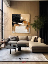 Large Beige Brown Abstract Painting Japandi Wabi-sabi Canvas Painting Livingroom Wall Art