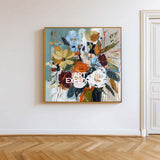 Modern Floral Bouquet Oil Painting Expressive Abstract Art On Canvas For Living Room Decor