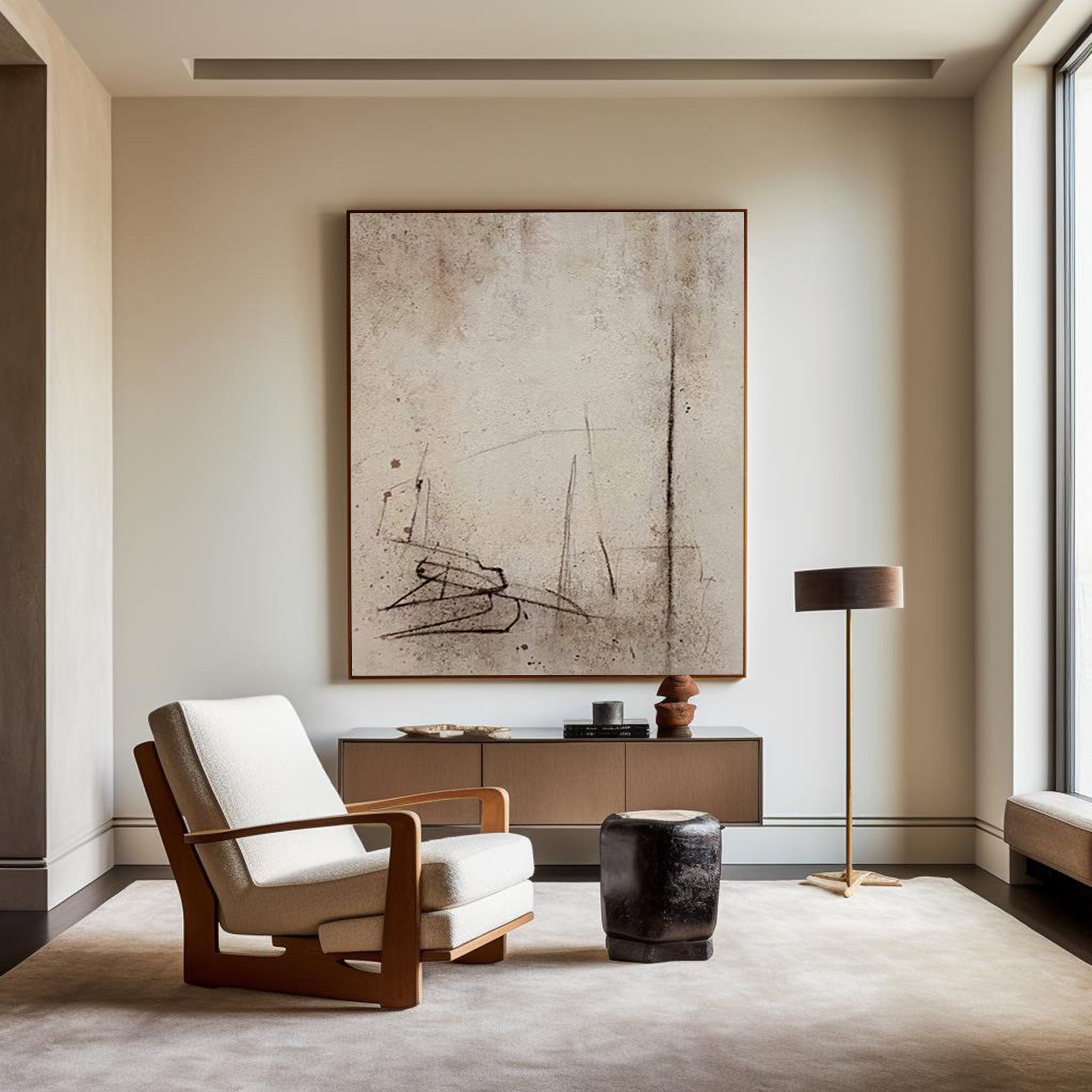 Modern Brown And Beige Abstract Canvas Wall Art Earth Tone Minimalist Art Minimalist Painting 
