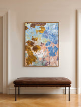 Original Blue And Gold Botanical Abstract Art Painting For Modern Home Decor