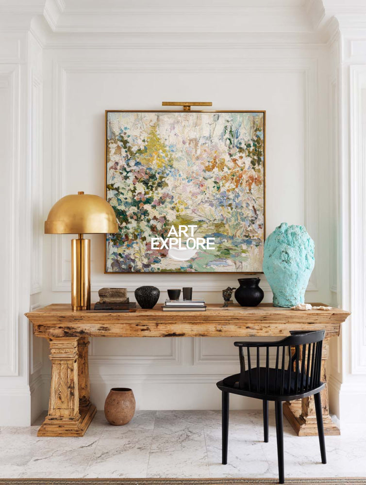 Abstract Botanical Oil Painting With Textured Brushwork For Modern Living Room Decor