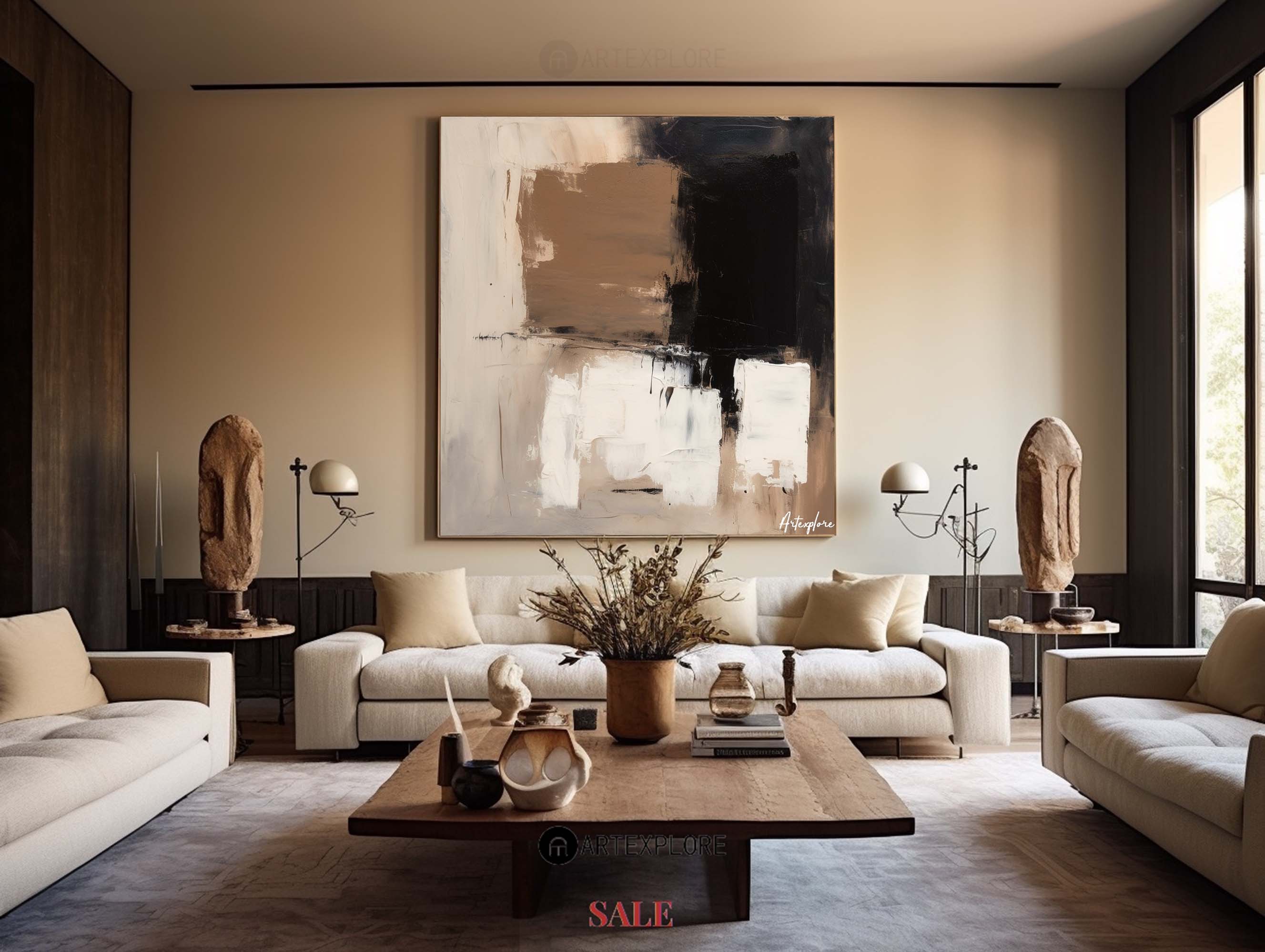 Wabi Sabi Brown Wall Art Contemporary Artwork Black Brown Abstract Painting Rich Textured Art