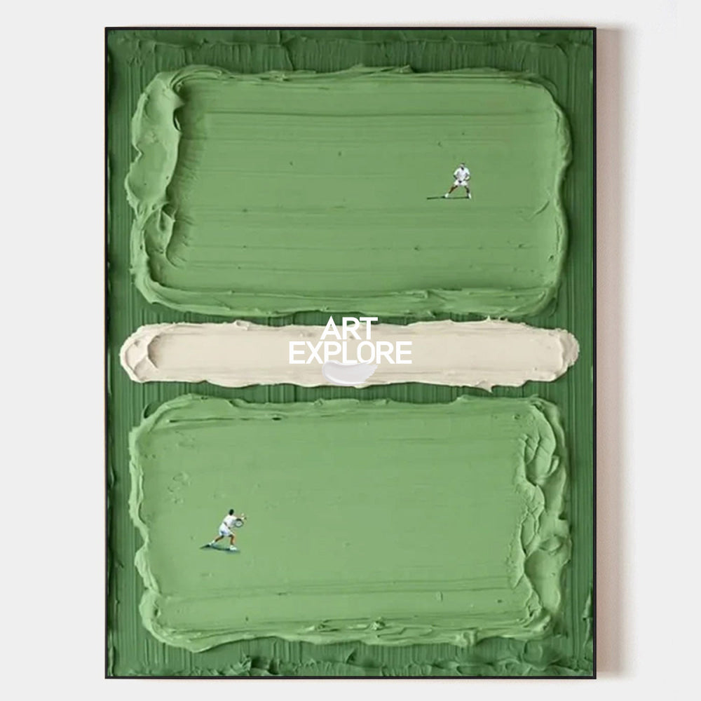 Unique Tennis Lover Gift Abstract Green Canvas Art For Home And Office Decoration