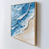 Large Blue Ocean Wave Wall Art Paintings White Blue Sea Art Painting Blue Textured Wall Art 