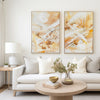 Yellow And White Set Of 2 Canvas Art Large Abstract Minimalist Line Art Modern Diptych Wall Art 