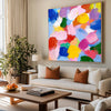 Large Colorful Bauhaus Painting Square Abstract Wall Art Rich Textured Canvas Art For Livingroom