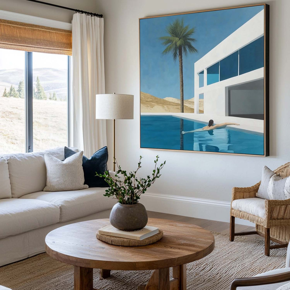 Beautiful Palm Tree Landscape Canvas Painting Holiday Wall Art Large Square Painting For Livingroom