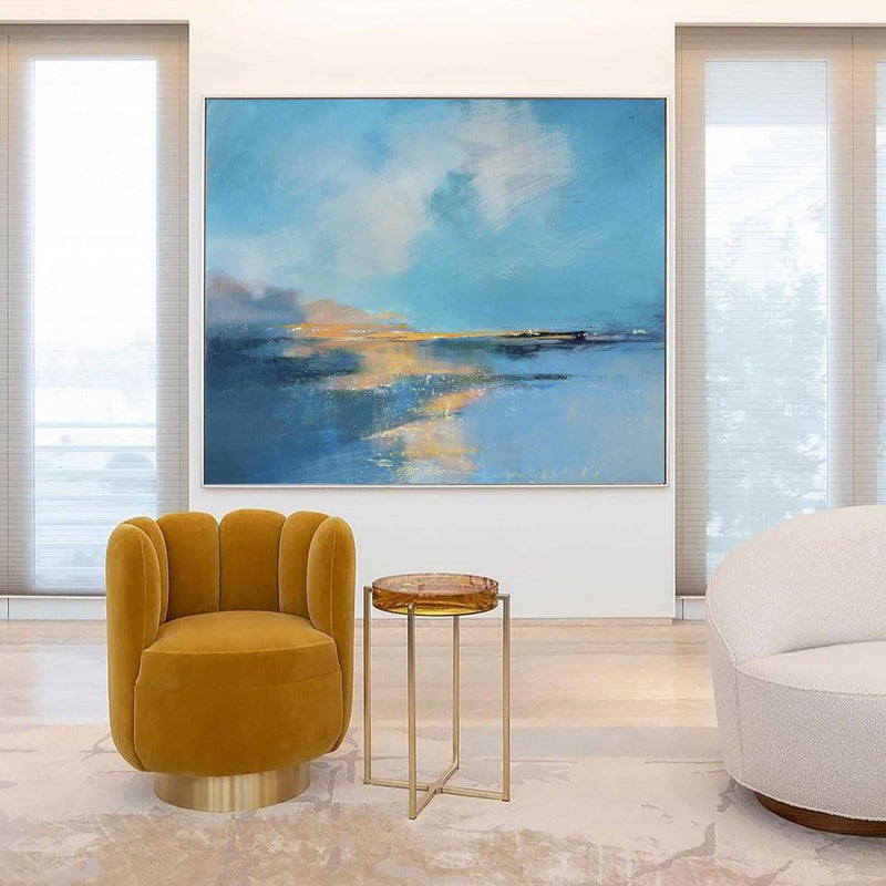 Large Abstract Coastal Canvs Acrylic Seascape Paintings Modern Landscape Wall Art Abstract Painting For Home Decor