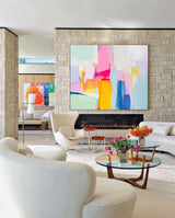 Modern Colorful Abstract Art Large Abstract Acrylic Painting Livingroom Canvas Art For Sale
