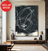 Modern Black Abstract Art Large Black Minimalist Painting Handmade Canvas Wall Art | Artexplore