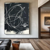 Modern Black Abstract Art Large Black Minimalist Painting Handmade Canvas Wall Art | Artexplore