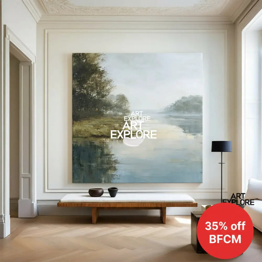 Textured Blue Scenery Artwork for Large Spaces | Framed Canvas by ArtExplore