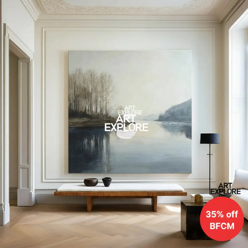 Serene River Valley Painting for Modern Living Room Wall – ArtExplore