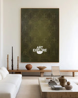 Deep Green Boho Abstract Wall Art for Living Room & Hotel | ArtExplore