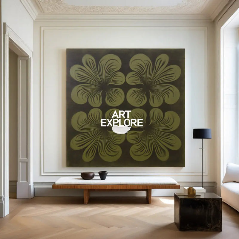 Handmade Dark Green Floral Wall Art for Bedrooms & Hallways | ArtExplore