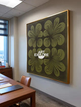 Boho Floral Canvas, Modern Handmade Dark Green Wall Art for Home Decor | ArtExplore