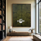 Large Dark Green Boho Floral Canvas Art for Living Room | ArtExplore