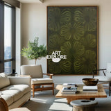 Large Dark Green Boho Floral Canvas Art for Living Room | ArtExplore