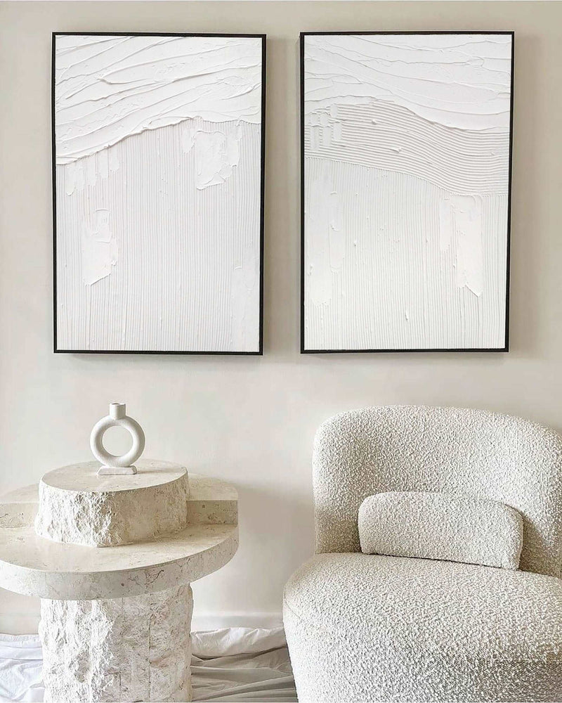 3D White Textured Abstract Art Minimalist Art Large Abstract Modern Minimal Wall Art For Sale