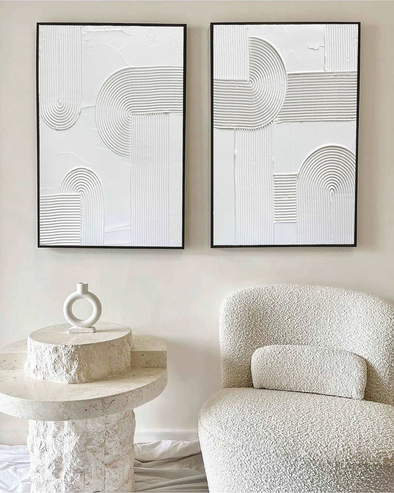 modern rich textured white minimalist abstract art abstract art for sale