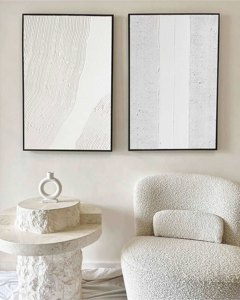 3D White Textured Abstract Art Minimalist Art Large Abstract Modern Minimal Wall Art For Sale