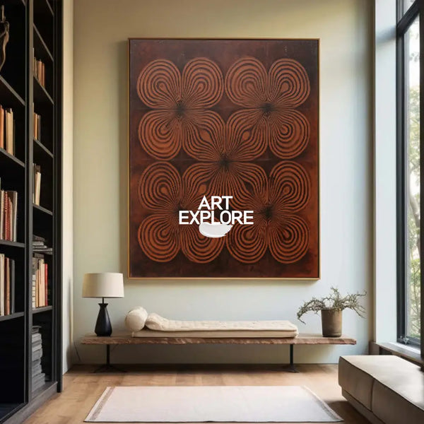 Handmade Brown Abstract Wabi-Sabi Painting, Oversized Wall Decor | ArtExplore