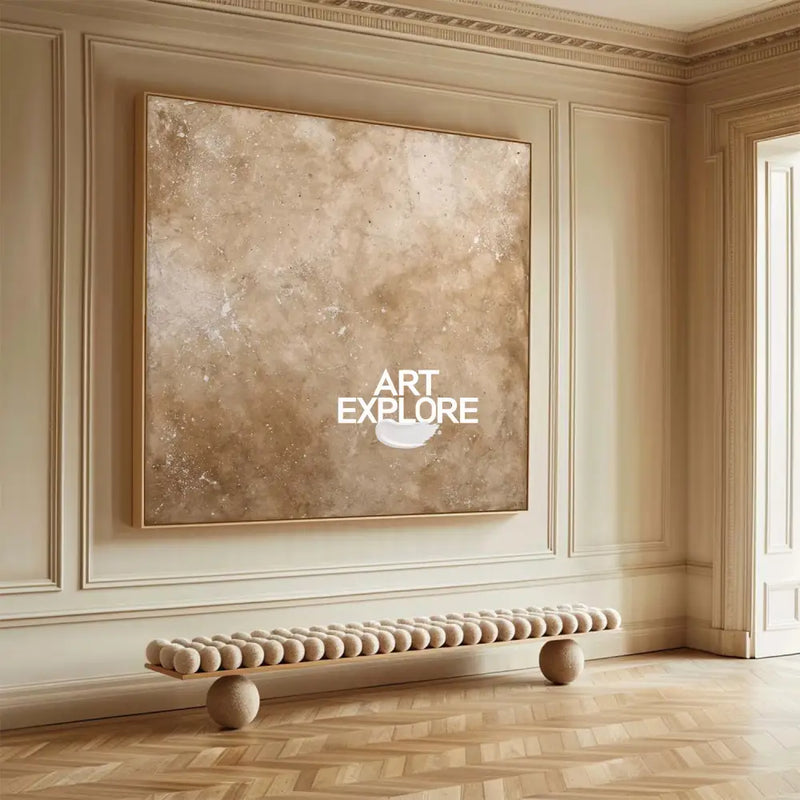 Earthy Brown Wabi-Sabi Wall Art, Textured Canvas Painting for Hallway or Lounge – ArtExplore