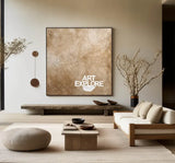 Square Textured Brown Oil Painting, Minimalist Handmade Canvas for Large Spaces – ArtExplore