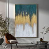 Abstract Blue And Gold Canvas Painting Large Original Acrylic Abstract Canvas Art Modern Abstract Painting 