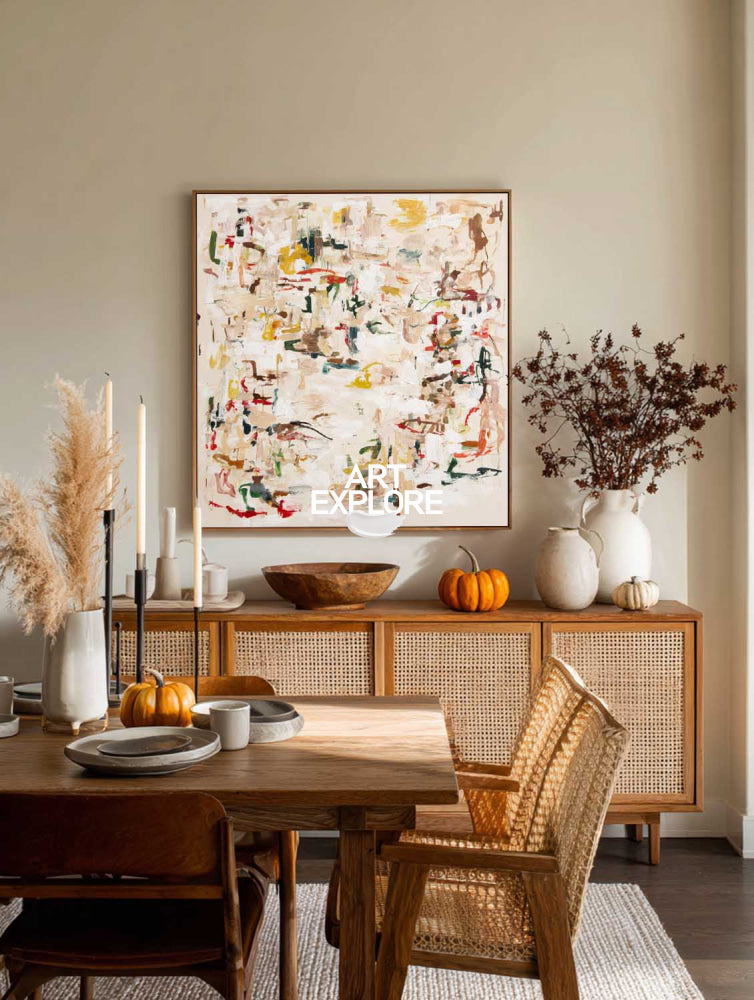 Modern Beige Abstract Painting Original Handmade Art For Luxury Home Interior Design