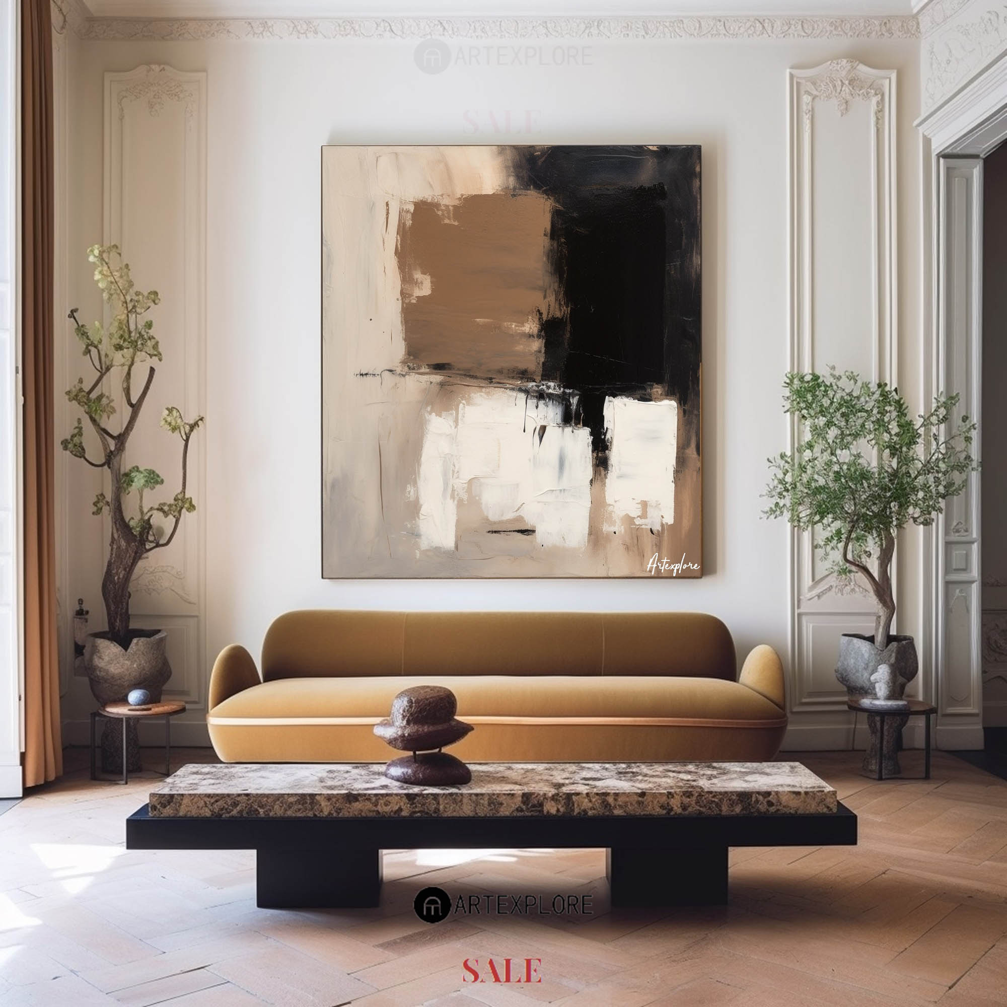 Wabi Sabi Brown Wall Art Contemporary Artwork Black Brown Abstract Painting Rich Textured Art