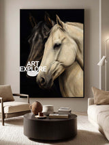 Textured Linen Canvas Horse Portrait Hand Painted Oil Art With Gold Frame Option