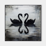 Abstract Original Black Swan on Canvas Painting Large Canvas Art Minimalist Plaster Art Wall Decor