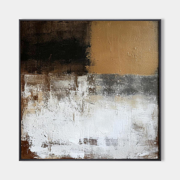 White and Brown Minimalist Abstract Art On Canvas Modern Painting Abstract Painting For livingroom