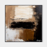 Modern Black Brown Abstract Painting Minimal Textured Painting Brown Thick Textured Painting