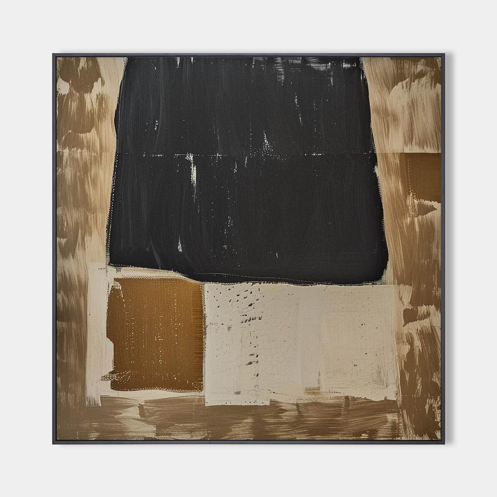 Black and Brown Minimalist Abstract Art On Canvas Modern Painting