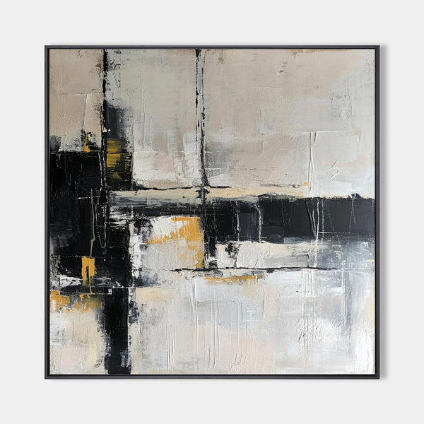 Black and Beige Minimalist Abstract Art On Canvas Modern Painting Abstract Painting For livingroom