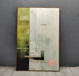 Wabi-sabi Green Abstract Art, Green Minimalist Painting, Luxury Textured Canvas Wall Art 