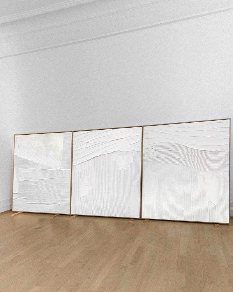 3D White Textured Abstract Art Minimalist Art Large Abstract Modern Minimal Wall Art For Sale