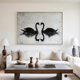 Black Swan Painting Modern Abstract Wall Art Large Canvas Art Minimalist Plaster Art For Sale