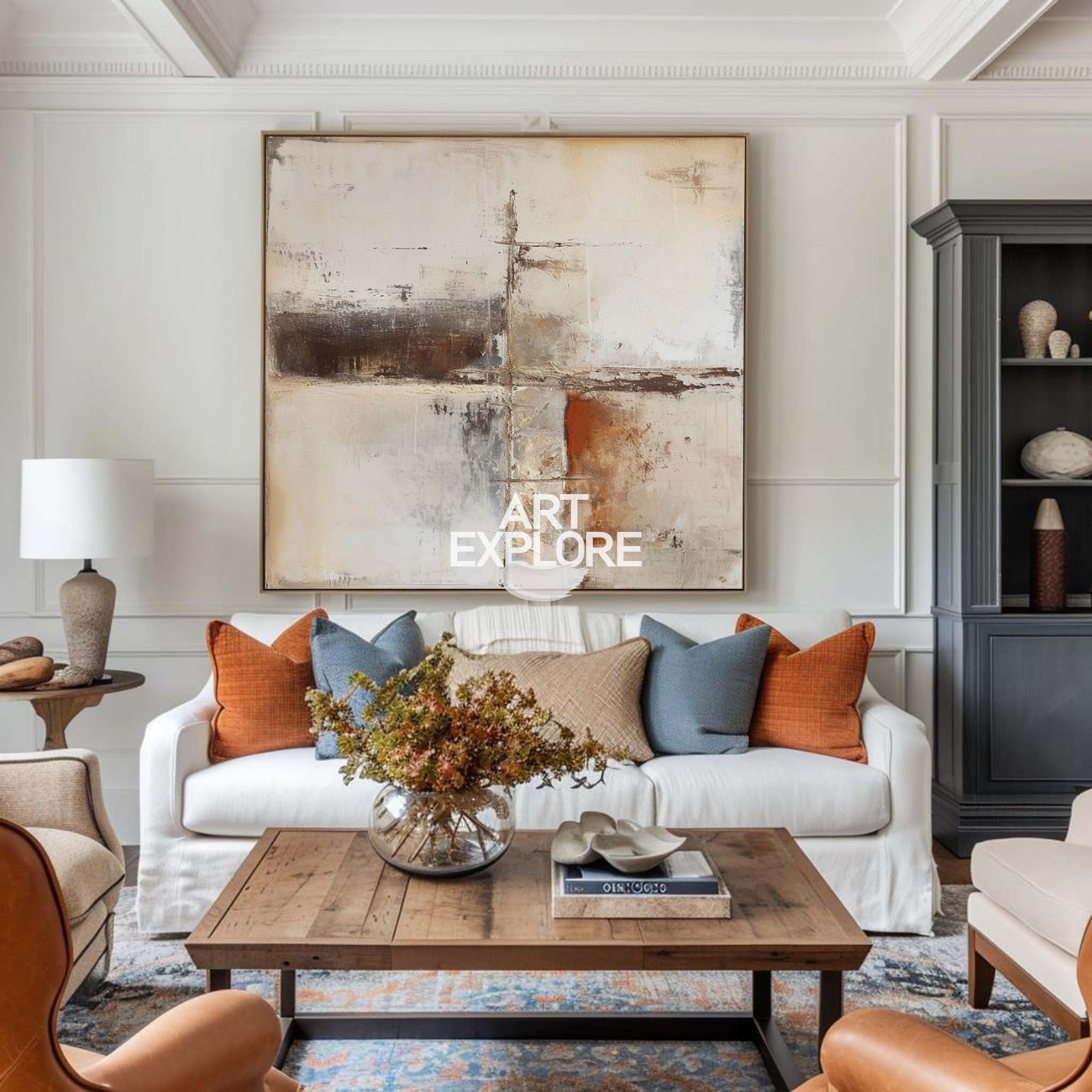 Large Beige And Brown Textured Paintings For Sale Wabi-Sabi Beige Artwork Mid Century Decorations