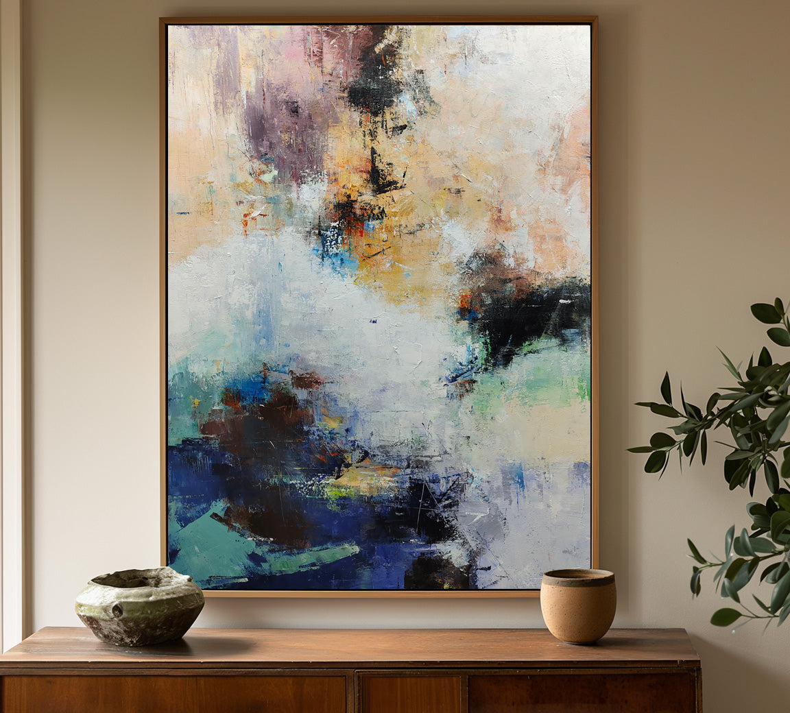 Large Colorful Minimalist Painting Modern Minimalist Abstract Wall Art For Sale