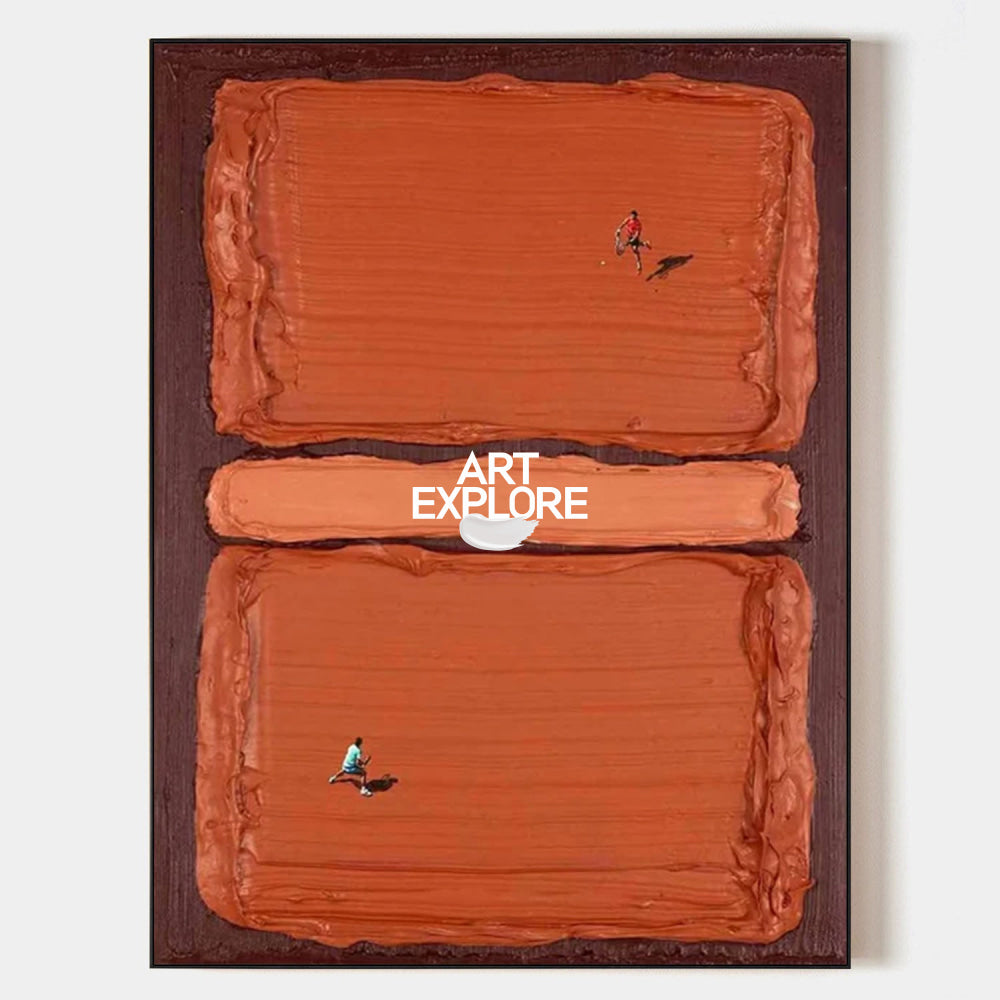 Abstract Tennis Art Painting Vibrant Clay Court Texture For Modern Home Decor