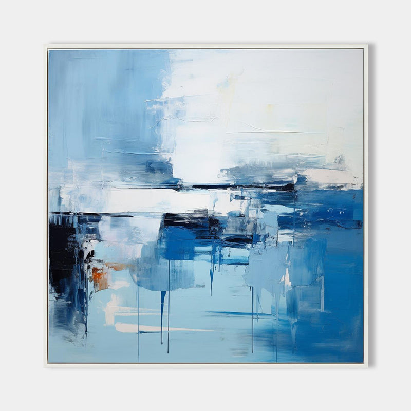 Blue and White Minimalist Abstract Art On Canvas Modern Painting Abstract Painting For livingroom