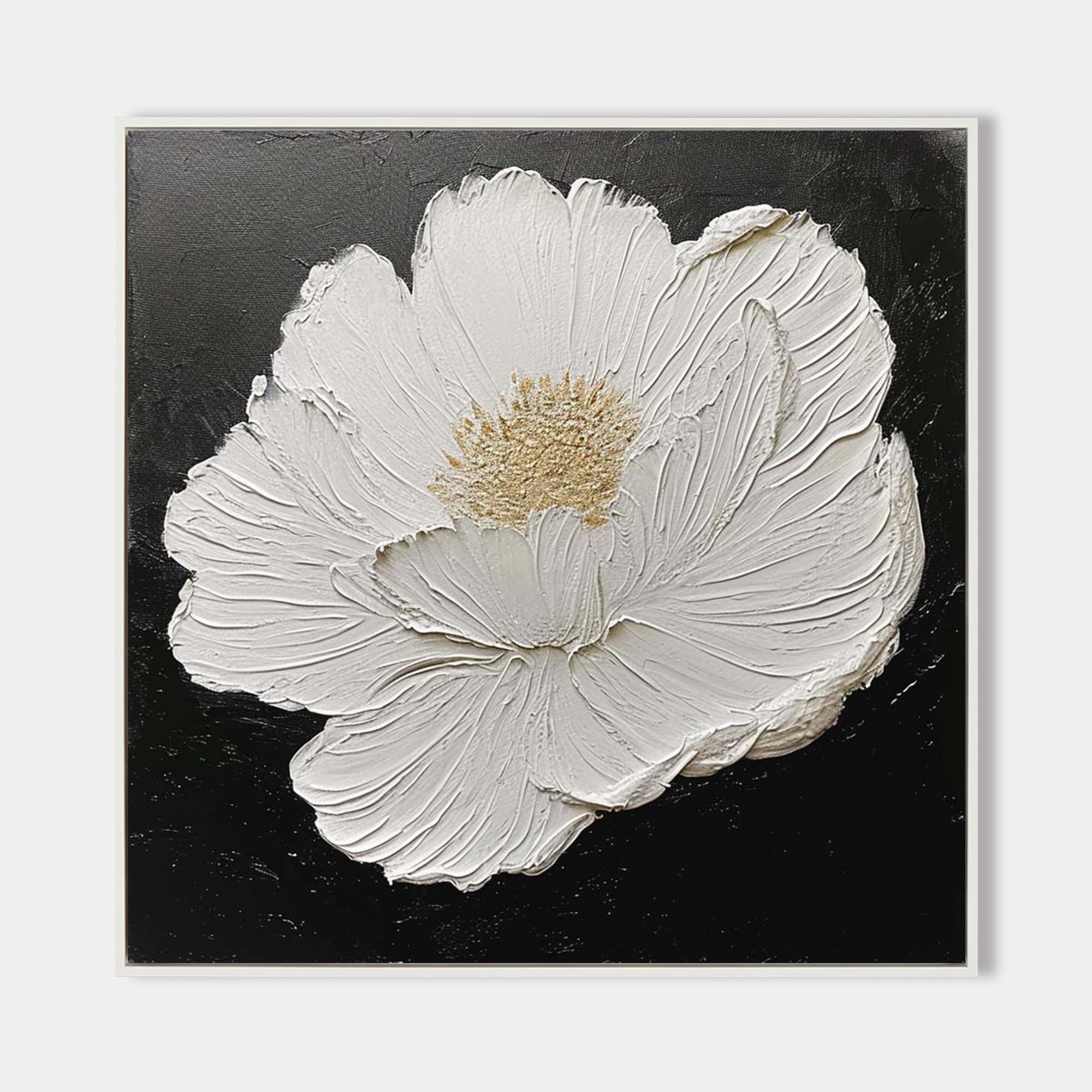 3D White Flower Abstract Painting Minimalist Abstract Art On Canvas ...