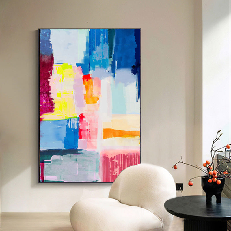 Large Color Abstract Art Colorful Abstract Painting Bright Coloured Paintings Entryway Art