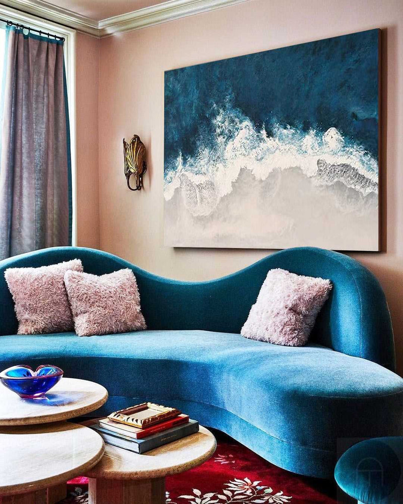 Extra Large Beach Canvas Art Abstract Coastal  Wall Art Modern Seascape Paintings